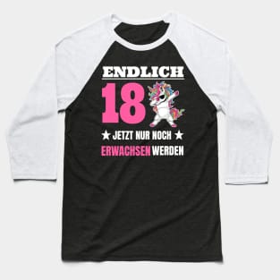 Endlich 18 Geburtstag Shirt Frauen Dabbing Einhorn Baseball T-Shirt